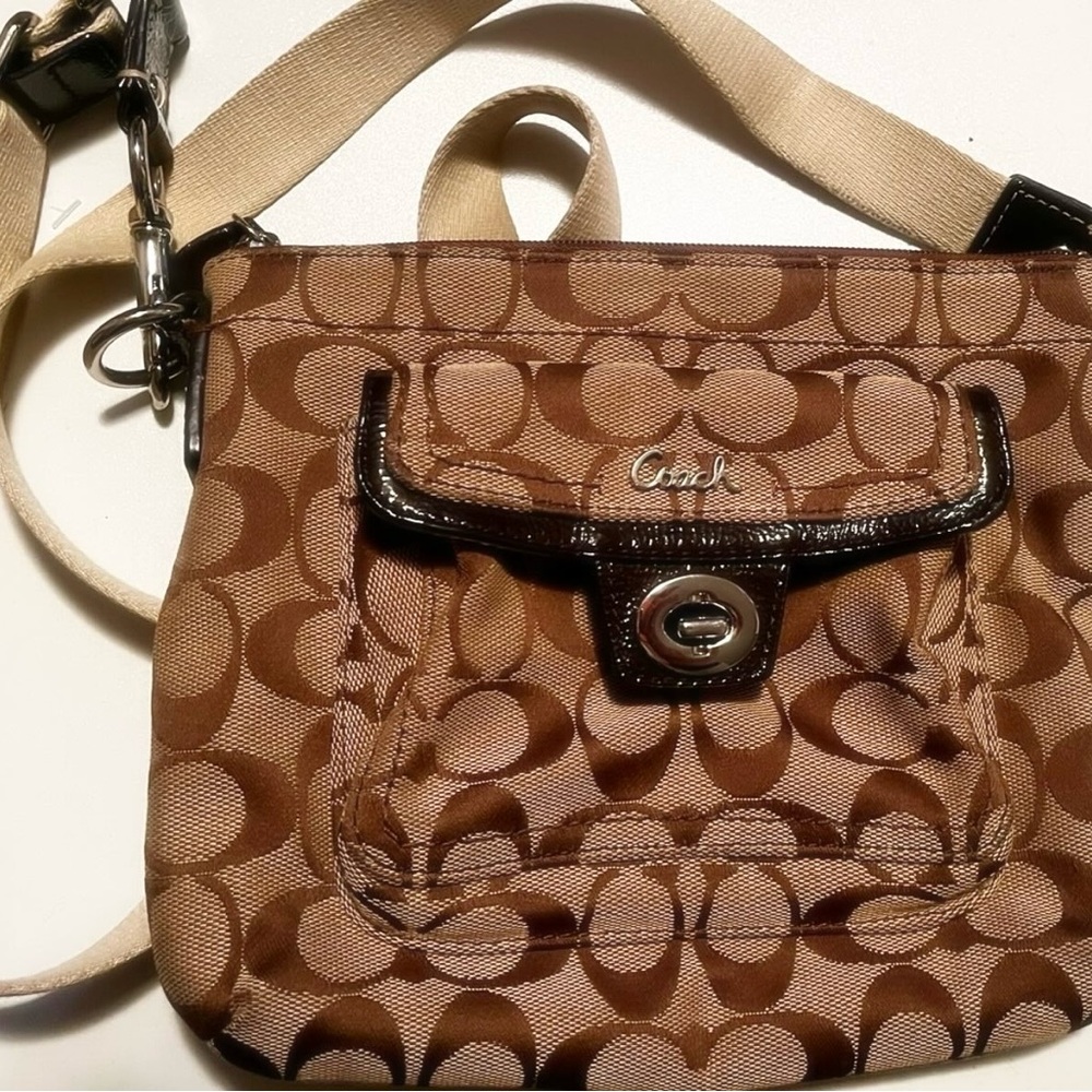Coach Tan and Brown Crossbody Bag